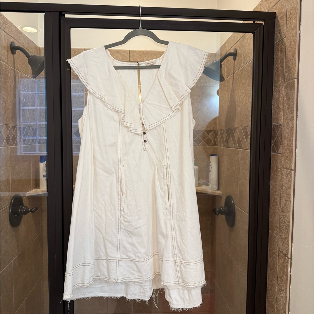 Pilcro White Ruffled Mini Dress